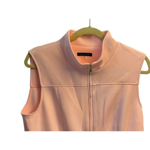 Tommy Hilfiger Sleeveless Pink Scuba Sheath Dress Size 14 Full Zip Pockets - Picture 2 of 7